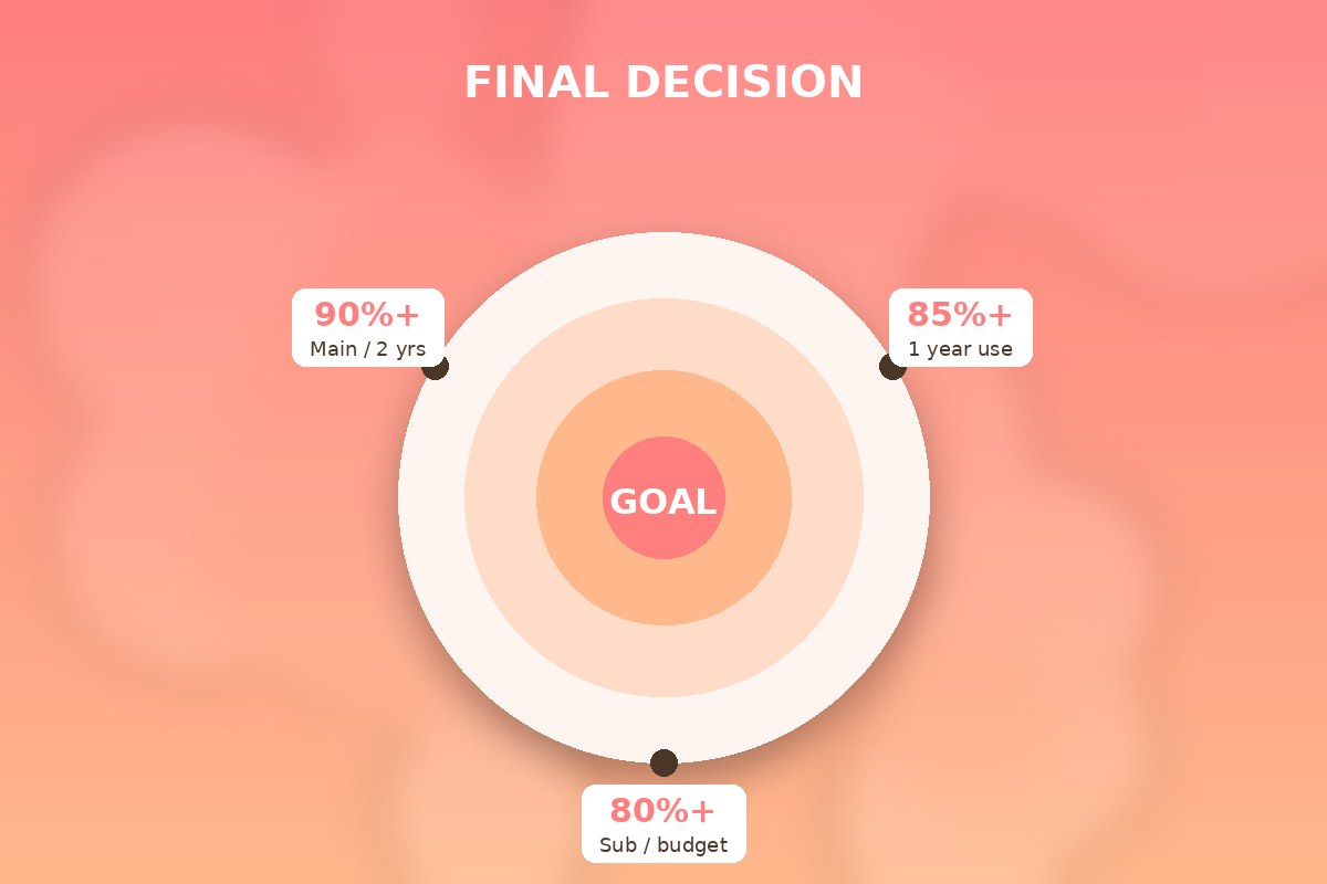 中古iPhone購入の最終判断フローのイメージ